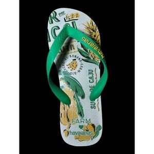 Havaianas x Farm Rio Tropical Fruit Print Green Right Flip Flops Only Women 7/8W